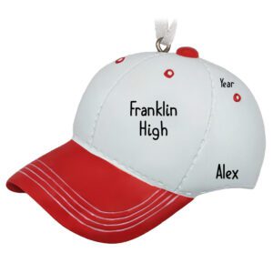 Personalized RED And WHITE Hat School Spirit Ornament