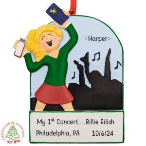 FEMALE First Concert Ticket And Phone Personalized Ornament BLONDE