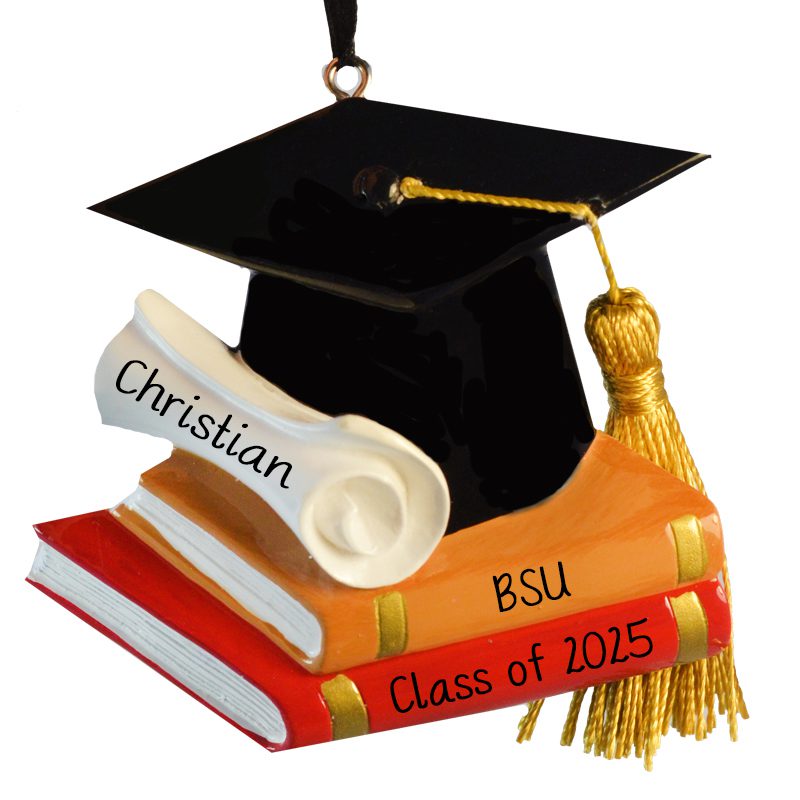 Class Of 2025 Graduation Cap Books And Real Tassel Personalized