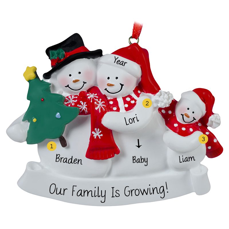 Personalized Snow Couple With 1 Child Christmas Ornament | Personalized ...