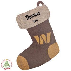 Personalized Washington Commanders Wooden Stocking Ornament