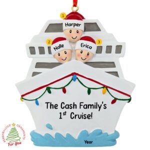 Personalized Family Of 3 1st Cruise Together Keepsake Ornament