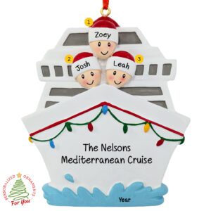 Family Of 3 Personalized Cruise Keepsake Ornament