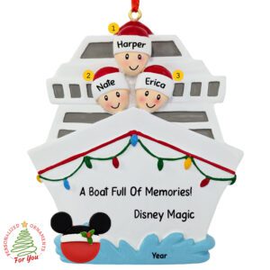 Personalized Family Of 3 Magical Cruise Keepsake Ornament