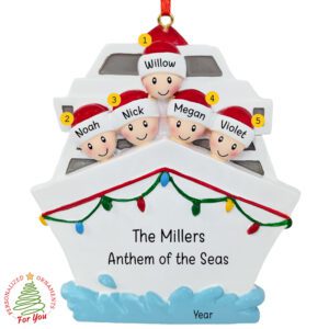 Personalized Family Of 5 On Cruise Together Keepsake Ornament