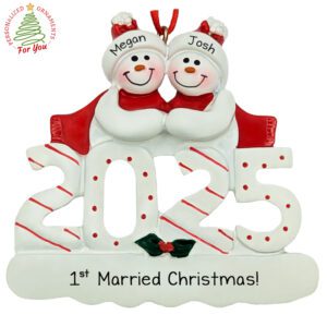Personalized Couples First Married Christmas Together 2025 Keepsake Ornament