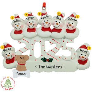Personalized 2025 Family Of 7 With Pet Christmas Keepsake Ornament