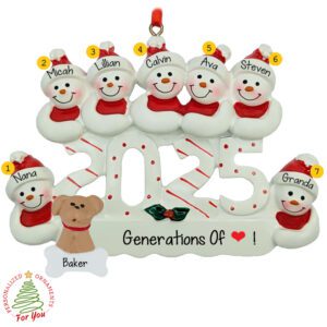 2025 Grandparents And 5 Grandkids With Pet Christmas Keepsake Ornament