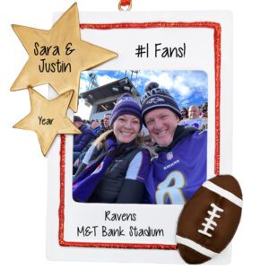 Personalized #1 Football Team Fan Photo Frame Ornament