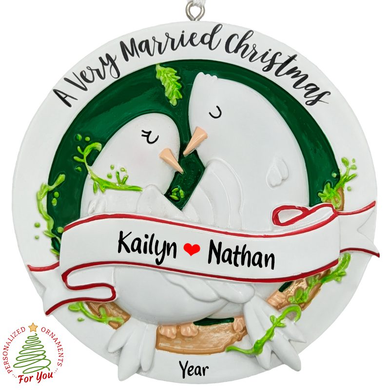 Married Turtle Personalized A Very Married Christmas 2 Doves Ornament - Personalized ...
