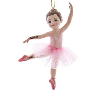 Personalized Fully Dimensional Ballerina With Tulle Skirt Ornament BRUNETTE