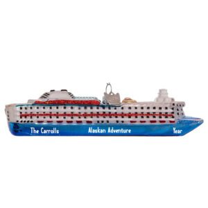 Personalized Fully Dimensional Glittered Glass Cruise Ship Ornament