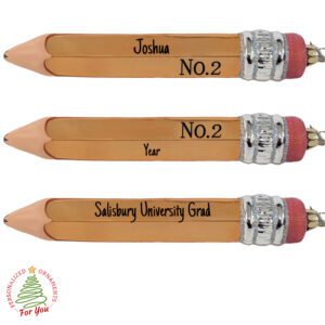 No. 2 Pencil Graduate Gift Glittered Glass Personalized Ornament