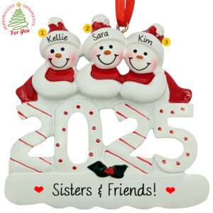Personalized Three Sisters And Friends 2025 Snowmen Ornament