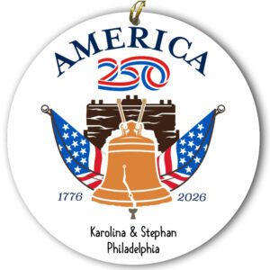 Personalized 250th Anniversary Of The USA LIBERTY BELL And Flag Ornament