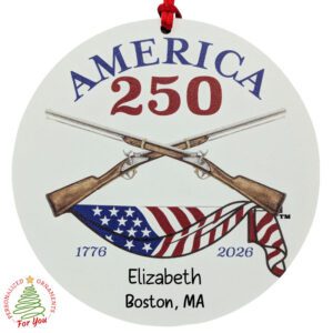 Personalized 250th Anniversary Of The USA RIFLES And Flag Ornament