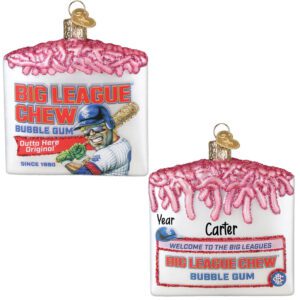 Personalized Big League Chew Bubble Gum Glittered Glass Ornament