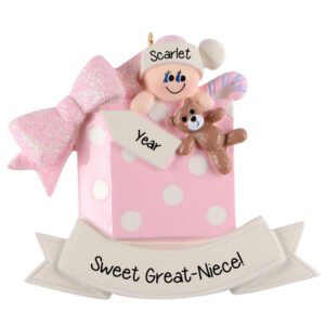 Sweet Great-Niece In Glittered PINK Present Personalized Ornament