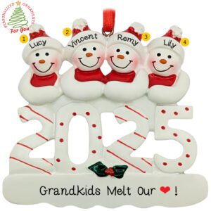 Personalized Four Grandchildren 2025 Keepsake Ornament