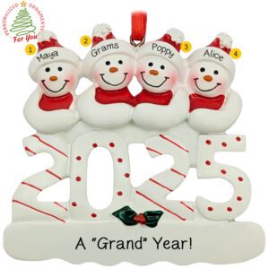 2025 Grandparents With 2 Grandkids Snowmen Keepsake Ornament