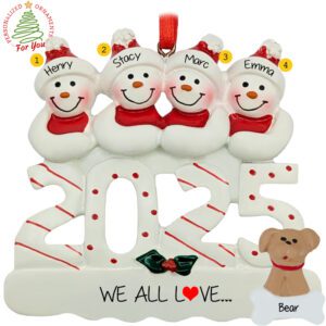 Personalized 2025 Family Of 4 Loves Their Dog Keepsake Ornament
