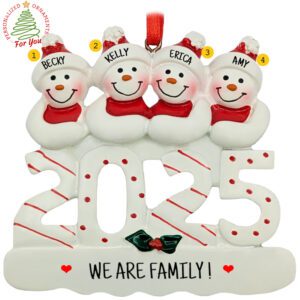 Personalized 4 Siblings 2025 Snowmen Keepsake Ornament