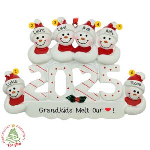 Grandparents 6 Grandkids Personalized 2025 Keepsake Ornament