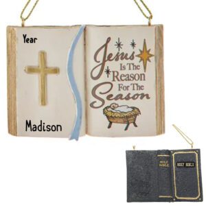 Personalized JESUS Is The Reason For The Season 2-Sided Bible Ornament