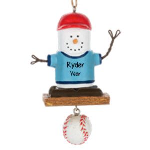 Personalized S'mores Playing BASEBALL Ornament – Custom Sports Gift