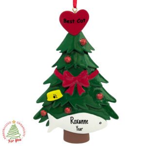 Personalized "Best Cat" Christmas Tree Ornament – Glittered Holiday Keepsake