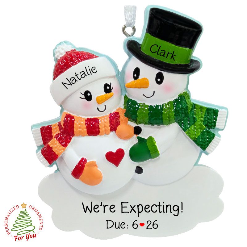 Expecting Couple Snowman Ornament – Personalized Pregnancy Keepsake ...
