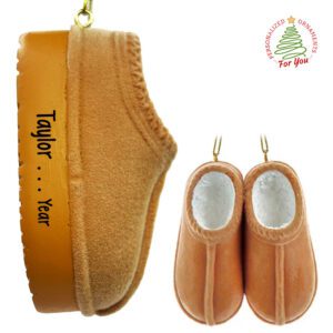 BROWN Flocked Style Slippers 3-D Personalized Ornament
