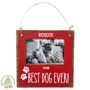 Best Dog Ever Photo Frame Ornament – Rustic Pet Keepsake with Metal Hanger
