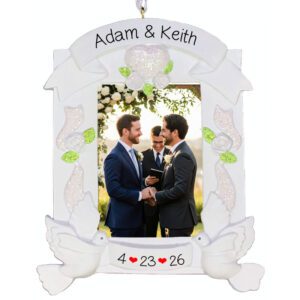 Elegant Wedding Keepsake Photo Frame Ornament for Gay Couples