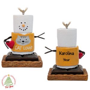 CAT Lover S'mores 3-D Ornament – Hand Personalized Resin Keepsake