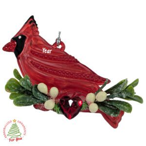 Personalized 2-Sided Cardinal On Branch Plastic Keepsake Ornament