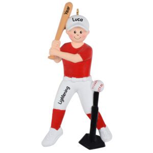 Personalized BOY Playing T-Ball Keepsake Sports Ornament