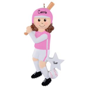 Personalized GIRL BASEBALL Player Pink Uniform Ornament