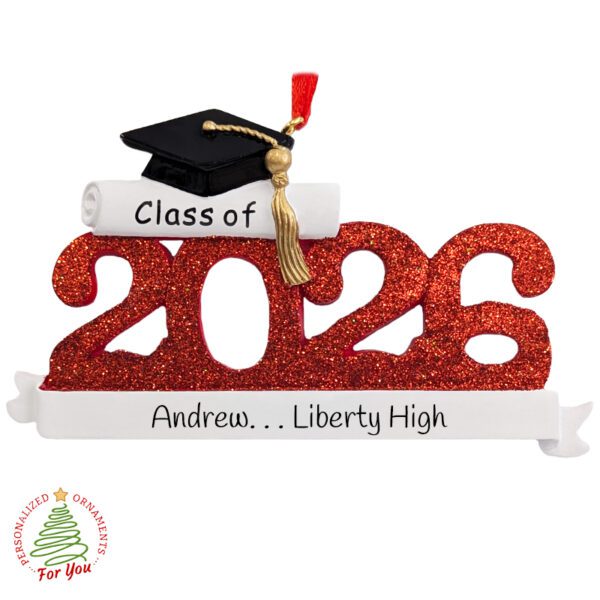 Personalized RED Class Of 2026 High School Graduation Ornament ...