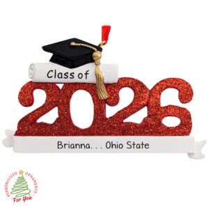 Personalized RED Class Of 2026 College Grad Ornament