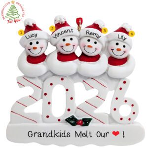 Group Of Four Grandchildren 2026 Keepsake Personalized Ornament