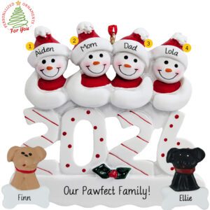 Personalized 2026 Family Of Four With 2 Pets Keepsake Ornament