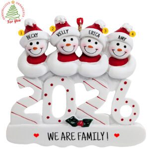 Personalized Four Siblings 2026 Holiday Keepsake Ornament