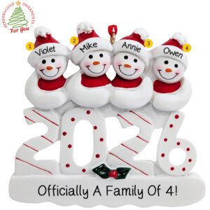 Personalized Family Of Four 2026 Ornament - New Baby Holiday Keepsake