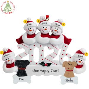 Personalized 2026 Family Of 5 With 2 Pets Keepsake Ornament