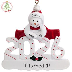 Celebrating 1st Birthday In 2026 Snowman Personalized Ornament