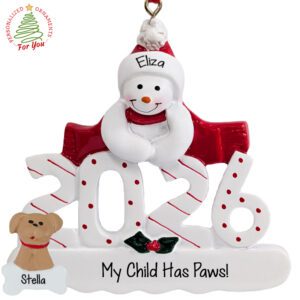 Personalized 2026 Snowman With Pet Keepsake Ornament
