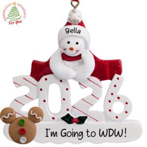 Personalized 2026 Snowman Visits A Magical Theme Park Ornament