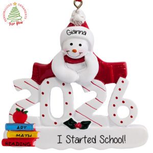 Personalized Started School In 2026 Snowman Ornament BOOKS