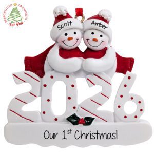 Couple's 1st Christmas Together 2026 Snowmen Personalized Ornament